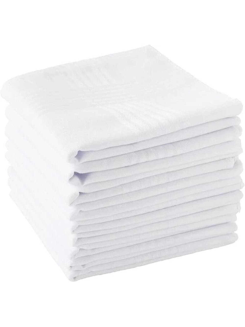 White Men's Handkerchief Set - Pack 6 of Classic White Hankies 100% soft cotton